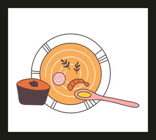 卡通风格美味汤品插画