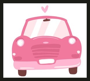 可爱粉色小汽车插画