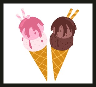 双口味冰淇淋插画