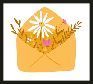 信封中的缤纷花卉