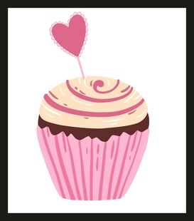 粉色爱心纸杯蛋糕