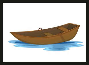 水面上的棕色小船