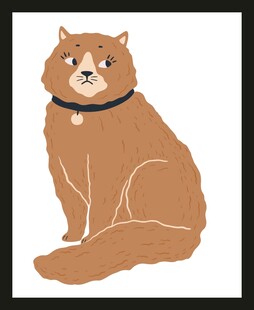 坐着的戴项圈猫咪插画