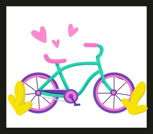 梦幻自行车与爱心装饰