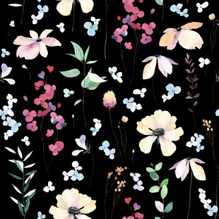 黑色背景花卉图案设计