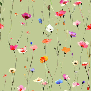 清新多彩花卉无缝图案