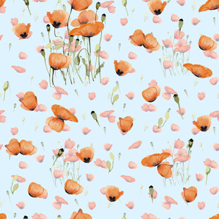 水彩风橙色花朵无缝图案