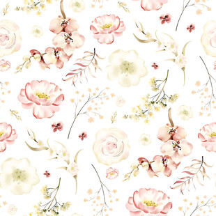 花卉水彩无缝图案背景