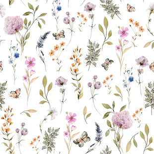 花卉水彩图案清新自然风