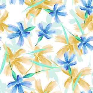 水彩花卉图案清新自然风