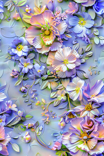 梦幻多彩花卉图案