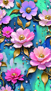 梦幻花卉图案色彩绚丽