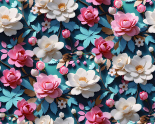 花卉图案布料色彩绚丽