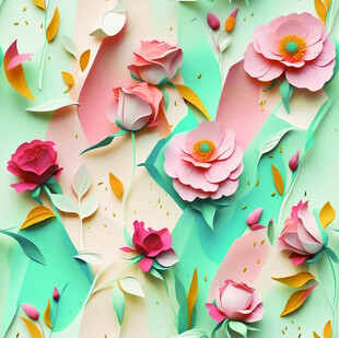 立体纸艺花卉装饰图案