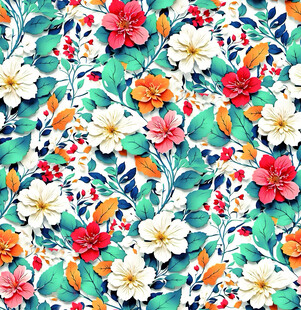 多彩花卉图案清新自然风