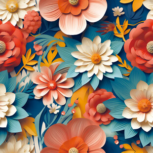 多彩立体花卉图案设计