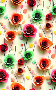 多彩纸艺花朵图案背景