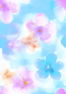梦幻水彩花卉背景图