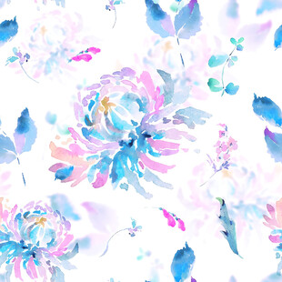 梦幻花卉蝴蝶水彩图案