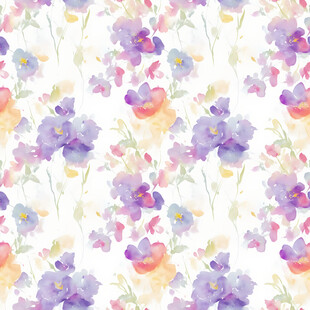 水彩花卉无缝图案背景