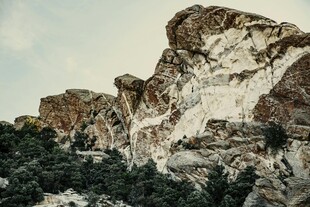 嶙峋山石间的绿意点缀