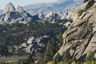 壮丽山景岩石与植被