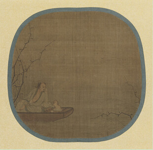 古画中泛舟的闲适场景