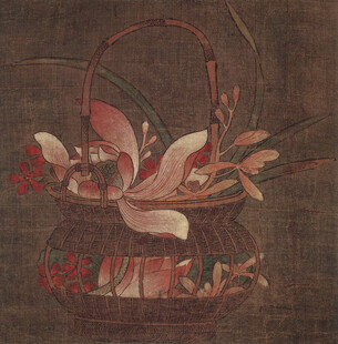 古篮盛花图