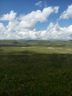 广袤草原蓝天白云美景