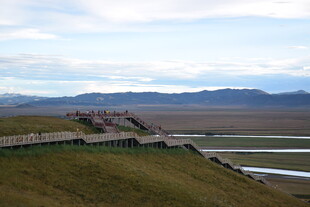 草原公路旁的开阔风景