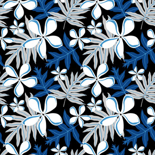 蓝白花卉图案背景纹理