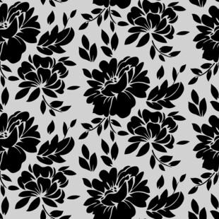 黑白花卉图案布料