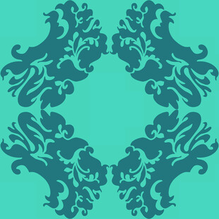 蓝绿对称花纹图案