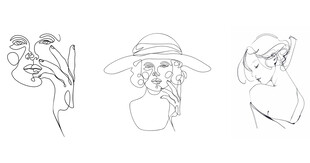 抽象极简艺术线条女性插画