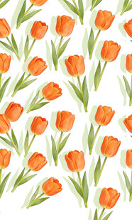 橙色郁金香花卉图案背景