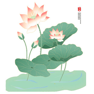 水墨风荷花插画