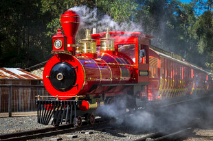 复古红色蒸汽火车