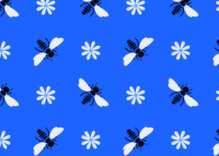 蓝色底花与蜻蜓图案背景