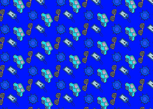 蓝色卡通图案无缝背景图
