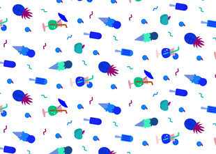 多彩卡通图案背景纹理