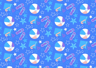 夏日海滩元素无缝图案