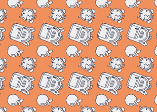 橙色背景相机花朵图案