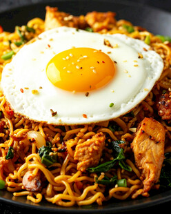 美味煎蛋拌面