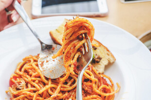 美味意大利面特写