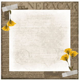 复古风空白信纸与黄色小花