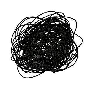 一团缠绕的黑色电线