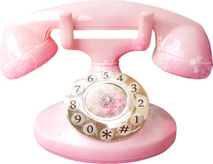 复古粉色旋转拨号电话机