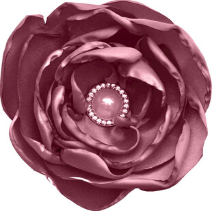 紫色缎面花朵配珍珠装饰