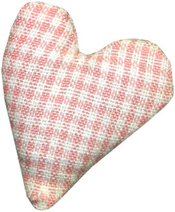 粉白格纹爱心布艺装饰