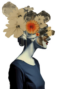 头戴繁花的独特人像